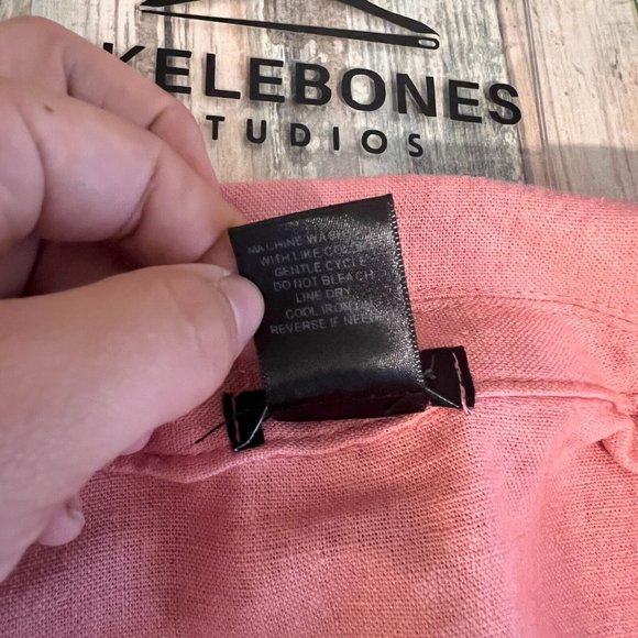 Stoosh Womens Pink Linen Blend Blazer Sz S Preppy Coastal Rayon Ruching Ruffle - Picture 4 of 10